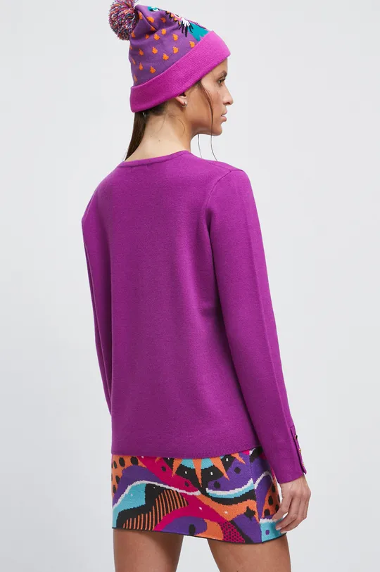 Sweter damski gładki kolor fioletowy 51 % Wiskoza, 29 % Poliester, 20 % Poliamid