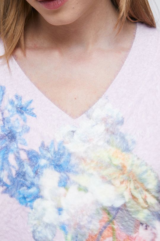 Sweter damski wzorzysty różowy Damski