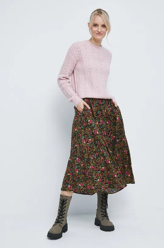 Medicine sweter z domieszką wełny pastelowy różowy