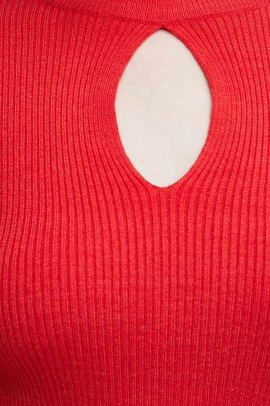 Sweter damski prążkowany czerwony Damski