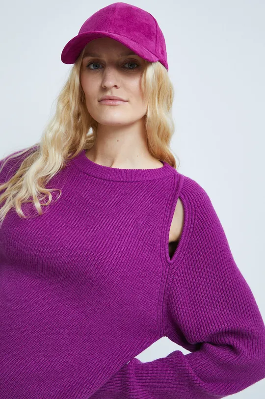 fioletowy Sweter damski gładki kolor fioletowy Damski