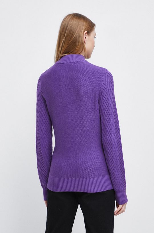 Sweter damski z fakturą kolor fioletowy 50 % Wiskoza, 28 % Poliester, 22 % Poliamid