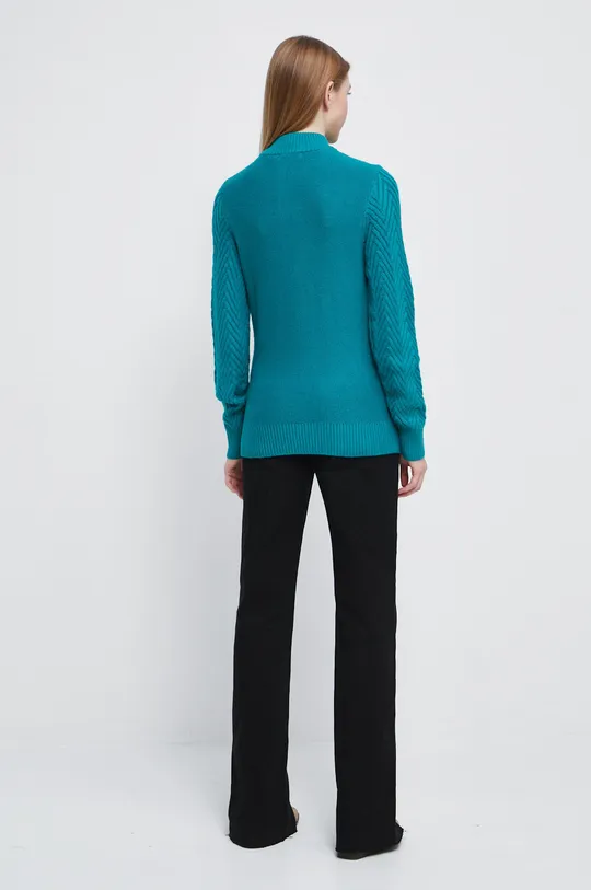 Sweter damski z fakturą kolor zielony 50 % Wiskoza, 28 % Poliester, 22 % Poliamid