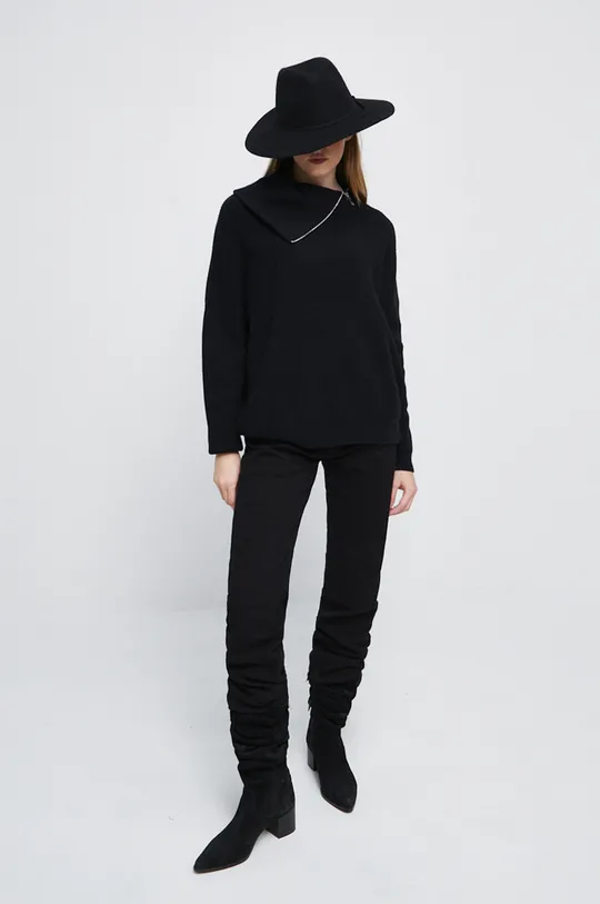 Sweter damski z fakturą kolor czarny czarny
