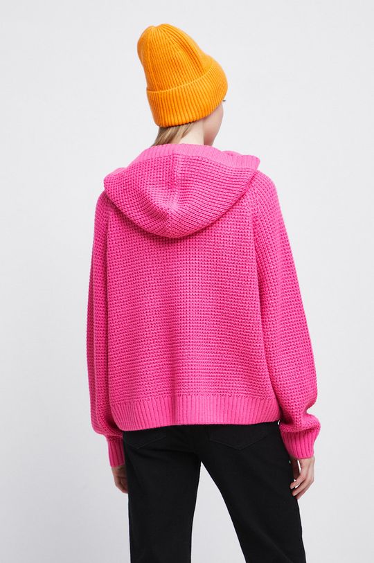 Sweter damski z kapturem kolor różowy 100 % Akryl