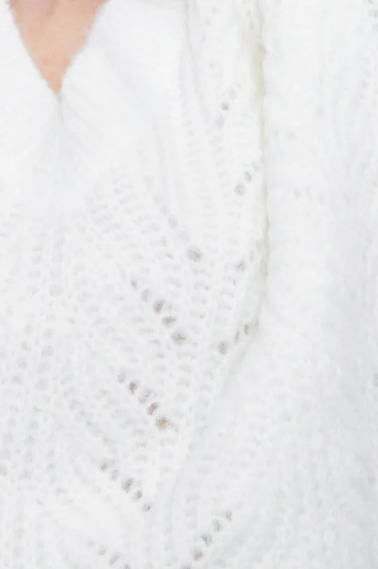 Sweter damski z efektownym splotem kolor beżowy