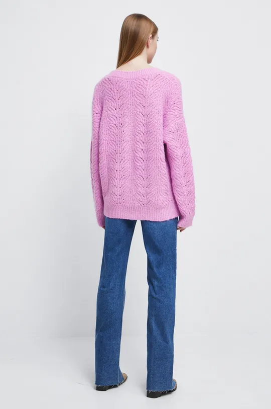 Sweter damski z efektownym splotem kolor fioletowy 53 % Akryl, 27 % Poliester, 16 % Poliamid, 4 % Elastan