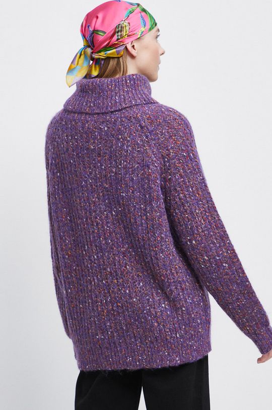 Sweter z domieszką wełny damski kolor fioletowy 72 % Poliester, 24 % Akryl, 4 % Wełna