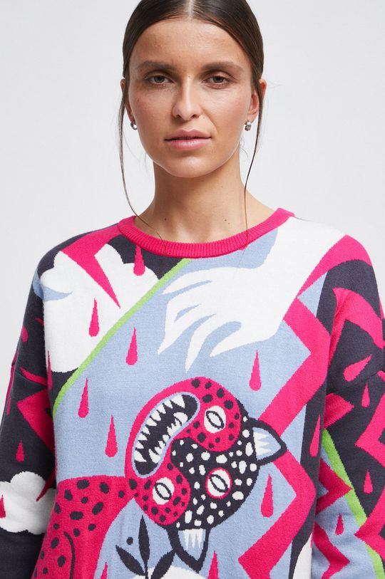 multicolor Sweter damski wzorzysty kolor multicolor
