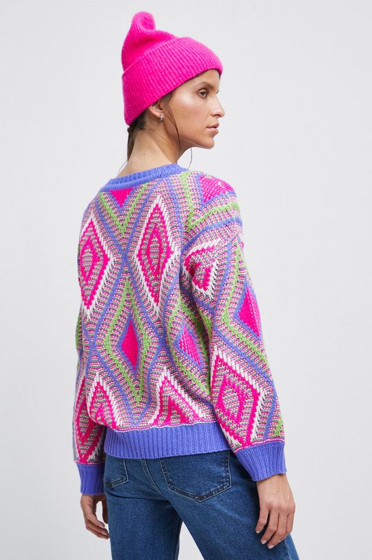Sweter damski wzorzysty kolor multicolor 100 % Akryl