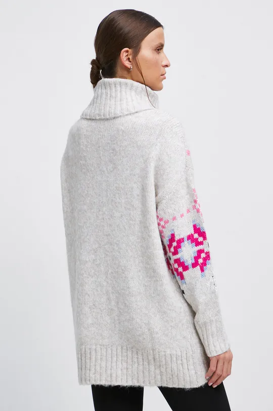 Sweter damski wzorzysty kolor beżowy 49 % Akryl, 30 % Poliester, 21 % Poliamid