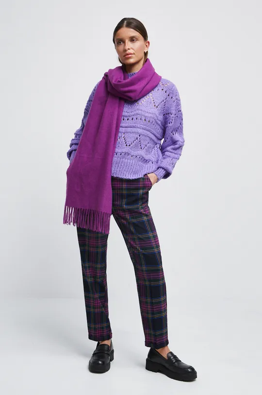 Sweter damski z fakturą kolor fioletowy fioletowy