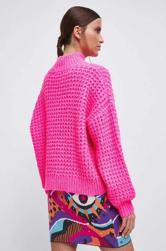 Sweter z domieszką wełny damski kolor różowy 56 % Akryl, 18 % Poliester, 16 % Wełna, 10 % Poliamid