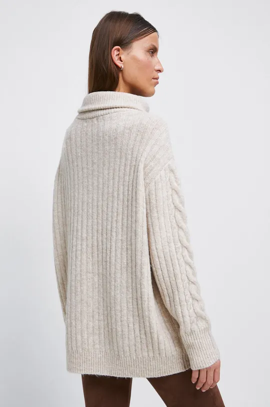 Sweter damski z melanżowej dzianiny kolor beżowy 74 % Akryl, 22 % Poliester, 4 % Elastan
