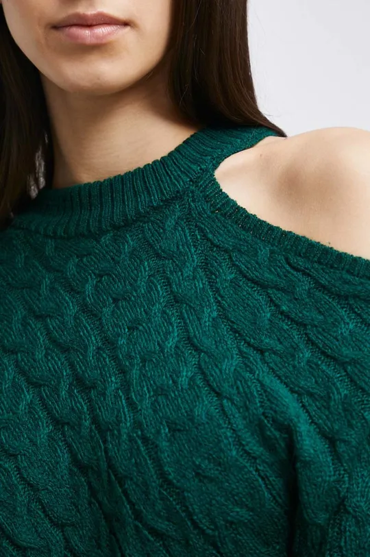Sweter damski z fakturą kolor zielony 81 % Akryl, 10 % Poliamid, 9 % Poliester