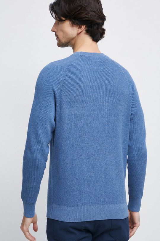 Sweter bawełniany męski z melanżowej dzianiny kolor niebieski 100 % Bawełna