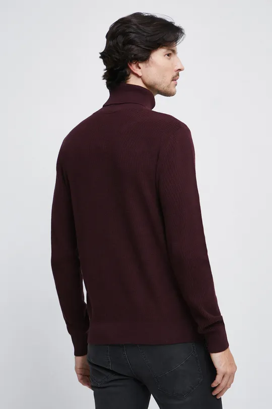 Sweter bawełniany męski z golfem kolor bordowy 100 % Bawełna