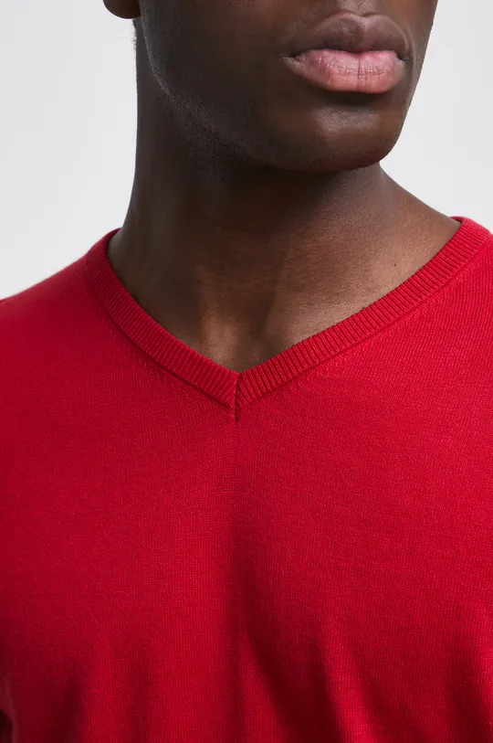 Sweter bawełniany męski gładki kolor czerwony Męski