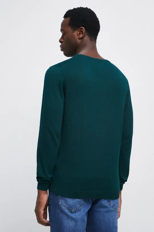 Bavlnený sveter pánsky z hladkej pleteniny zelená farba  100% Bavlna