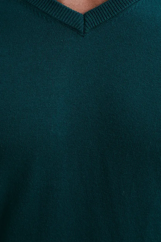 Bavlněný svetr pánský jednobarevný zelená barva Pánský