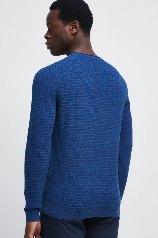 Sweter męski z fakturą kolor niebieski 78 % Bawełna, 22 % Poliamid