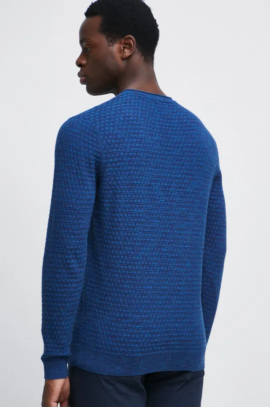 Sweter męski z fakturą kolor niebieski 78 % Bawełna, 22 % Poliamid