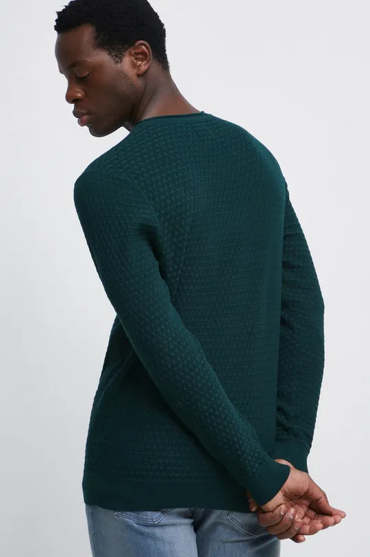 Sweter męski z fakturą kolor zielony 78 % Bawełna, 22 % Poliamid