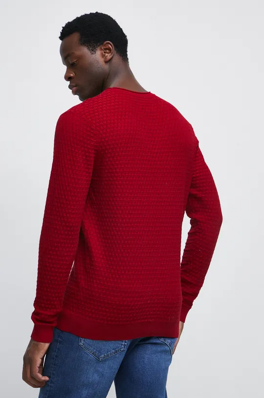 Sweter męski z fakturą kolor bordowy 78 % Bawełna, 22 % Poliamid