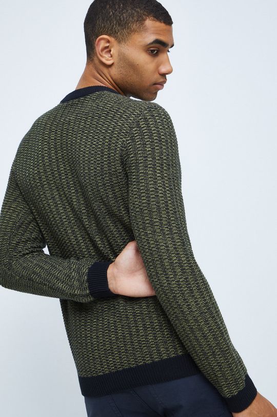Sweter bawełniany męski wzorzysty zielony 100 % Bawełna