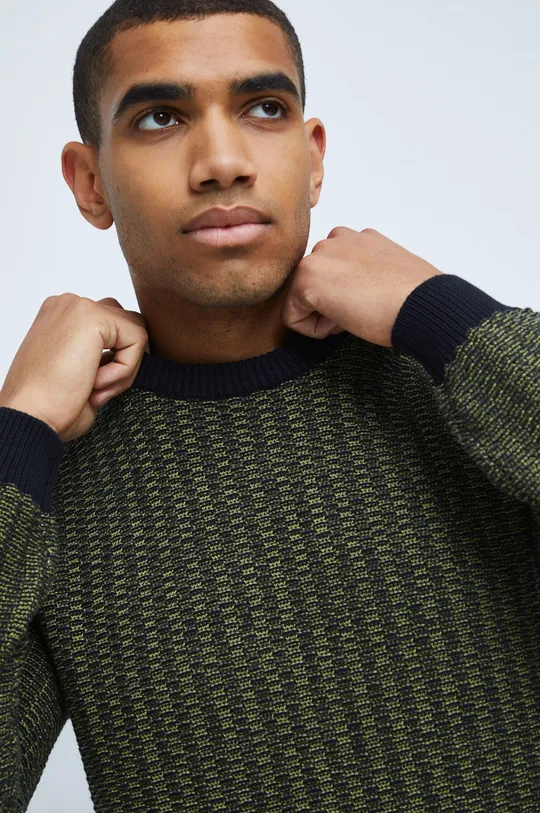 zelená Bavlnený sveter pánsky so vzorom