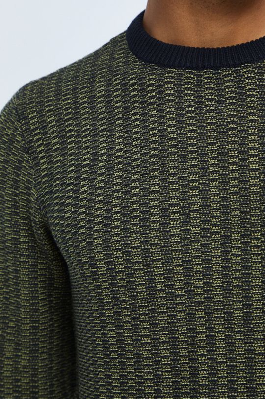 Sweter bawełniany męski wzorzysty zielony Męski