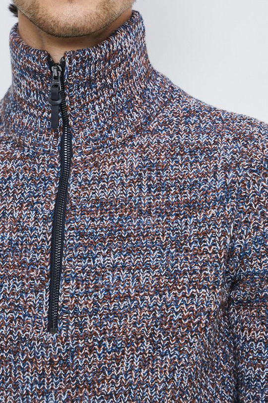 Sweter bawełniany męski wzorzysty kolor granatowy Męski