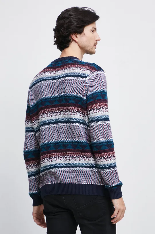 Sweter bawełniany męski wzorzysty kolor bordowy 100 % Bawełna