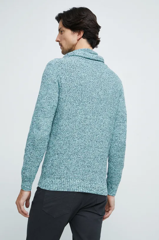 Sweter bawełniany męski wzorzysty kolor turkusowy 100 % Bawełna