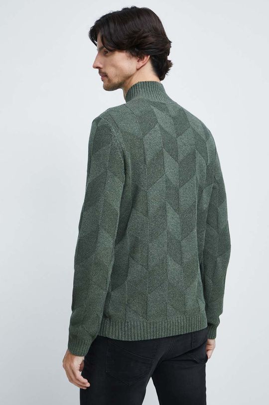 Sweter męski z półgolfem kolor zielony 80 % Bawełna, 20 % Poliester