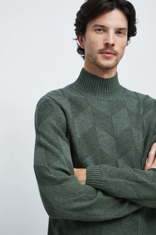 jasny oliwkowy Sweter męski z półgolfem kolor zielony