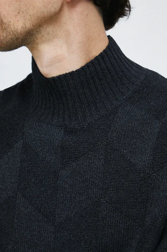 Sweter męski z półgolfem kolor czarny Męski