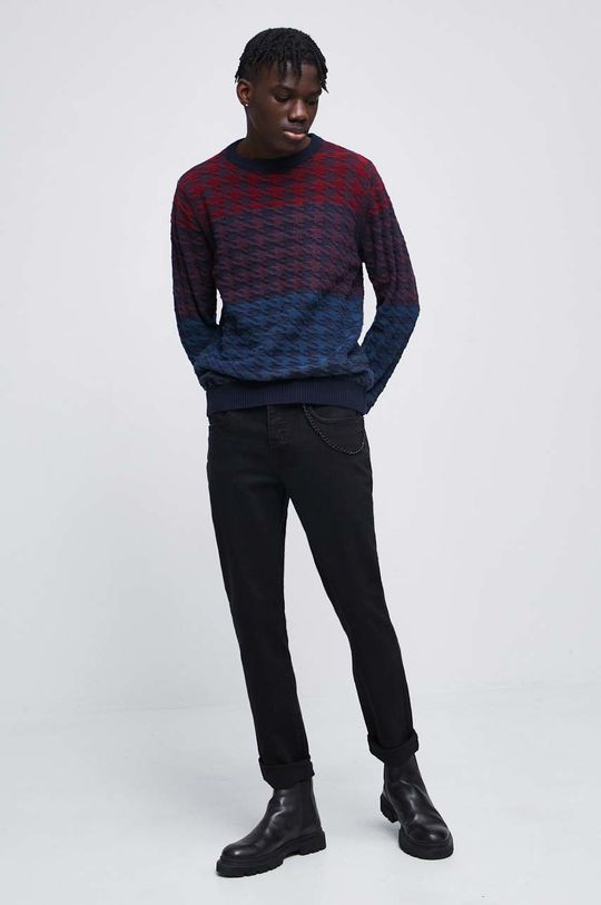 Sweter bawełniany męski wzorzysty kolor multicolor multicolor