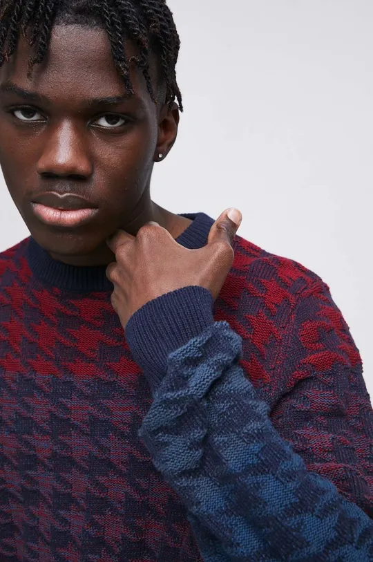 multicolor Sweter bawełniany męski wzorzysty kolor multicolor