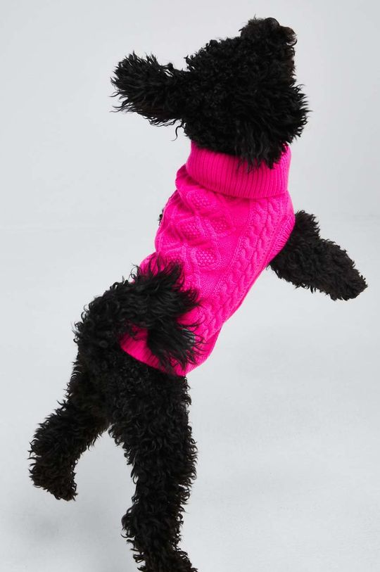 Sweter dla pupila z fakturą kolor różowy ostry różowy