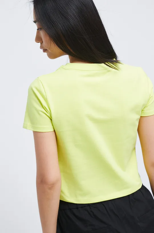 T-shirt bawełniany damski gładki z domieszką elastanuy żółty 96 % Bawełna, 4 % Elastan
