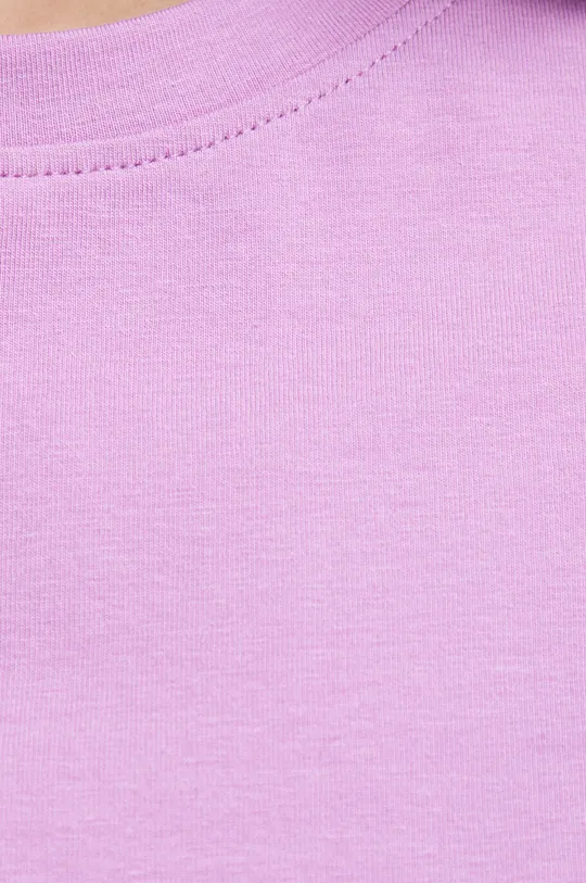 fioletowy T-shirt bawełniany damski gładki z domieszką elastanu fioletowy