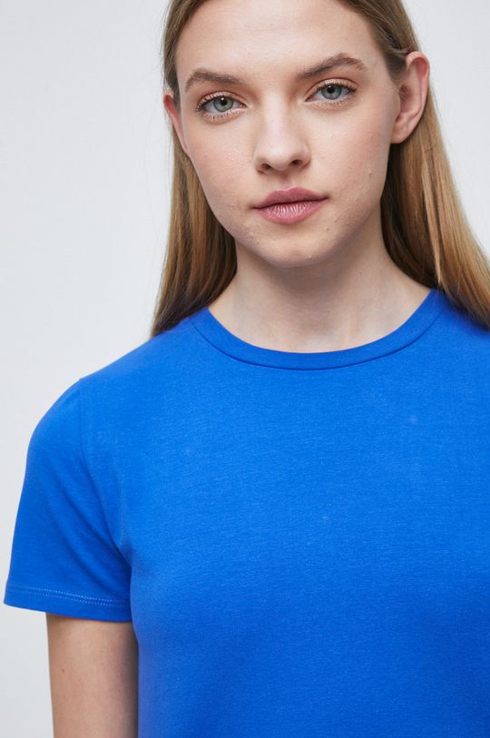 niebieski T-shirt damski bawełniany niebieski