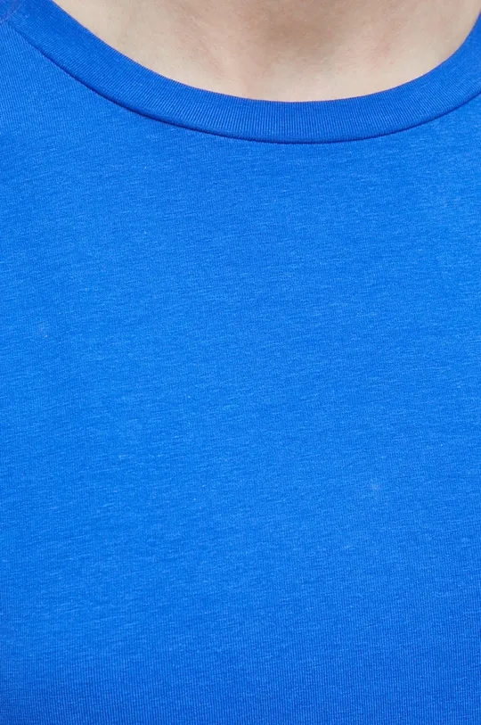 T-shirt bawełniany damski gładki z domieszką elastanu niebieski Damski