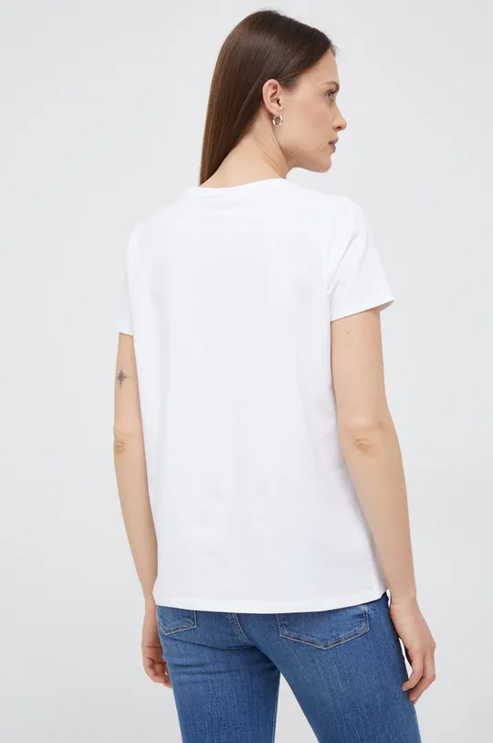 T-shirt bawełniany damski gładki z domieszką elastanu biały 96 % Bawełna, 4 % Elastan