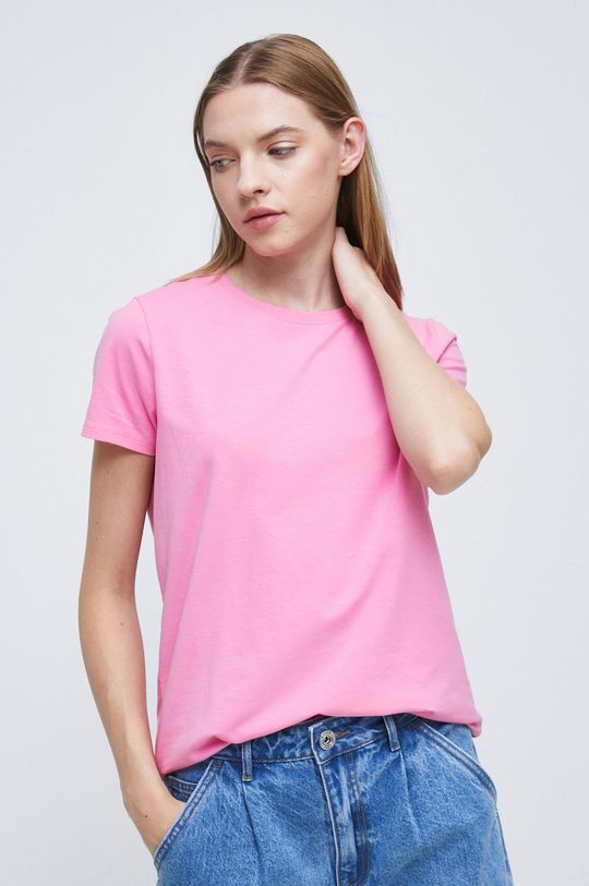 różowy T-shirt damski gładki różowy Damski