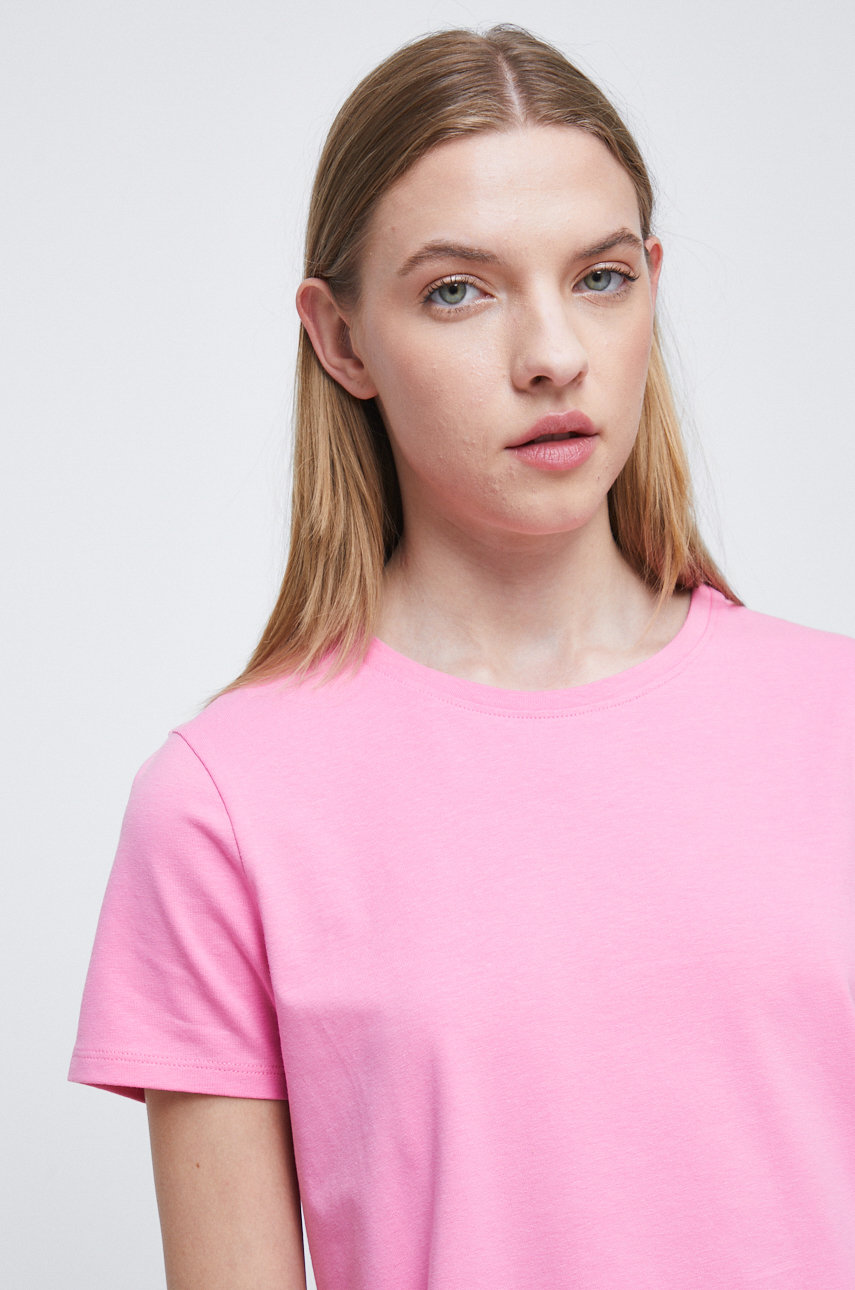 różowy T-shirt damski gładki różowy