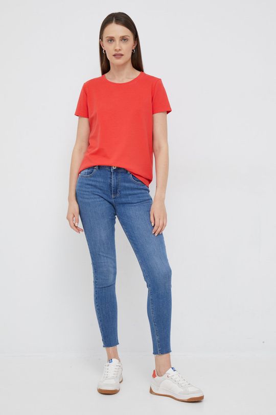 T-shirt damski gładki czerwony czerwony