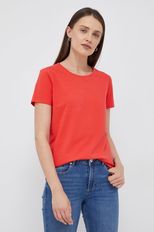 czerwony T-shirt damski gładki czerwony
