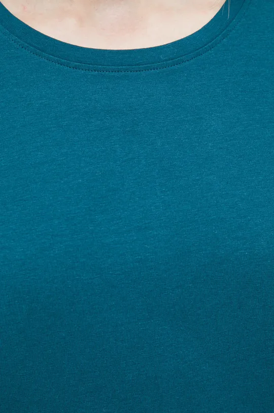 T-shirt bawełniany damski gładki z domieszką elastanu turkusowy Damski